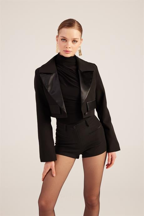 Camila Crop Blazer Ceket Siyah