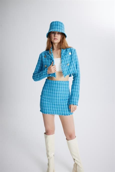 Tweed Bucket Hat Blue