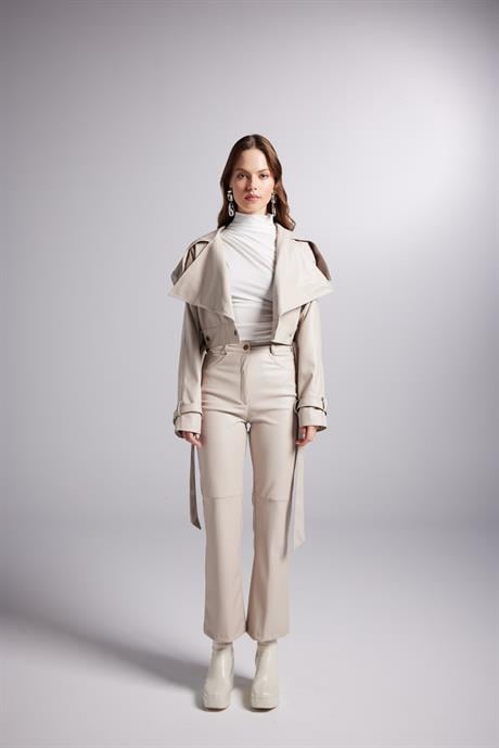 Neeko Leather Jacket Beige