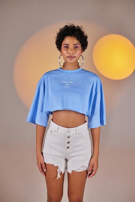 Holly Crop Tshirt Mavi