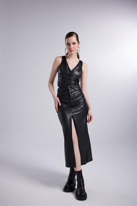 Hera Leather Skirt Black