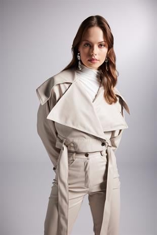 Neeko Leather Jacket Beige