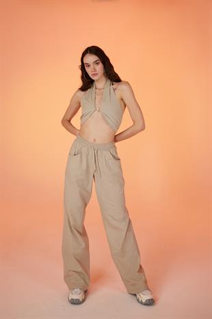 Rise Trousers Beige