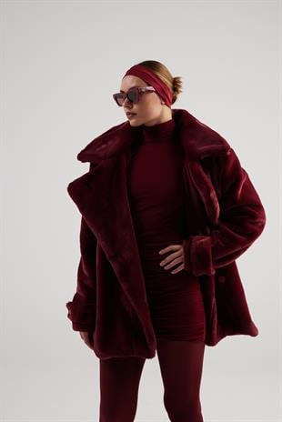 Mobby Kürk Ceket Bordo