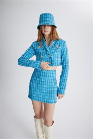 Tweed Ceket Mavi