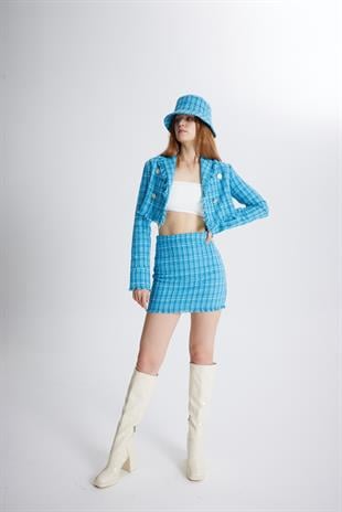 Tweed Ceket Mavi