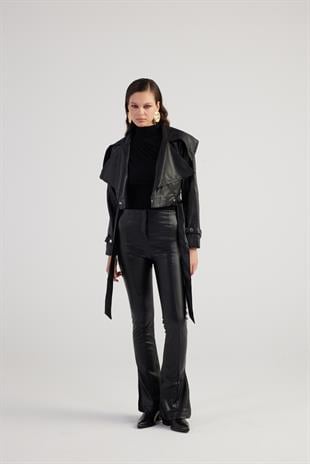 Neeko Leather Trousers Black