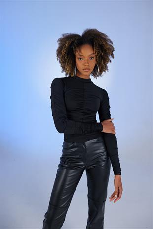 Draped Blouse Black