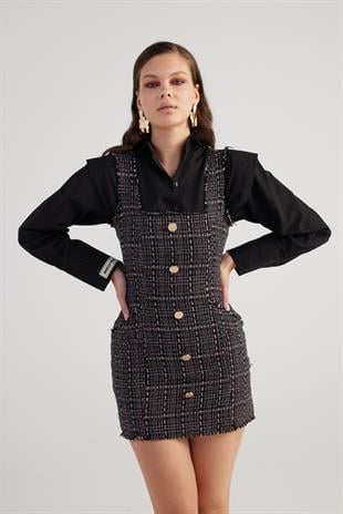 Tweed Elbise Siyah