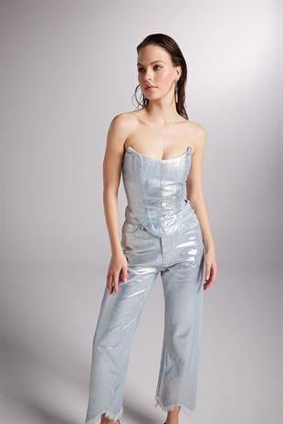 Glossy Jean Pantolon Mavi