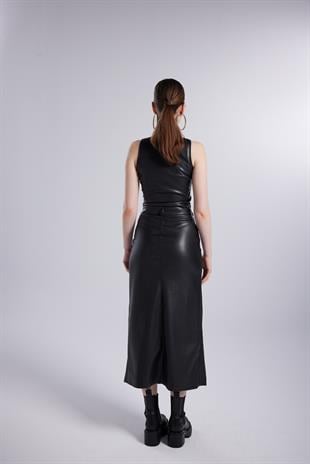 Hera Leather Skirt Black