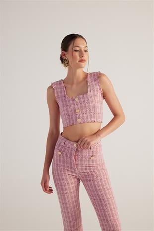Tweed Büstiyer Pembe