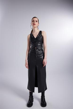 Hera Leather Skirt Black