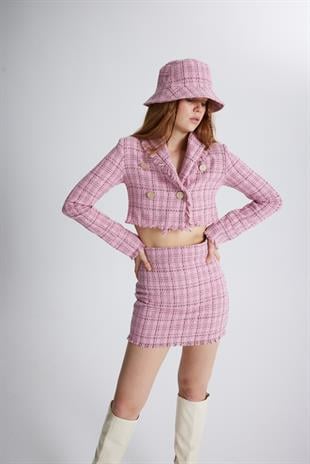 Tweed Bucket Hat Pink