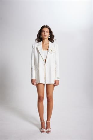 Cottony Blazer Jacket White