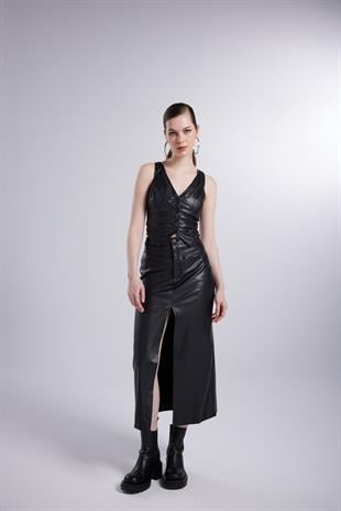 Hera Leather Skirt Black