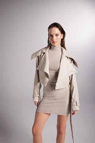 Neeko Leather Jacket Beige