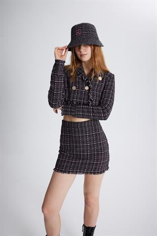 Tweed Bucket Hat Black