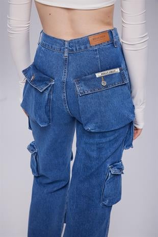 Cargo Jean Pantolon Mavi
