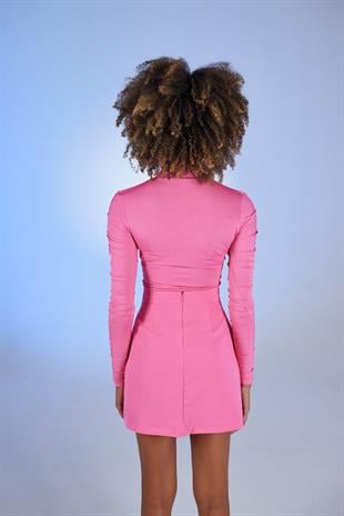 Draped Bluz Pembe