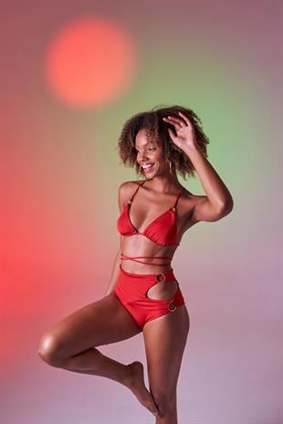 Delphi Yüksek Bel Bikini Altı Kırmızı