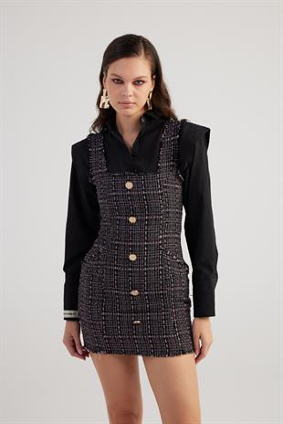 Tweed Elbise Siyah