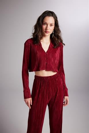 Comfy Crop Shirt Claret Red