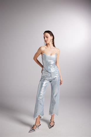 Glossy Jean Pantolon Mavi