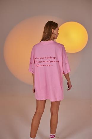 Eye Tshirt Biker Takım Pembe
