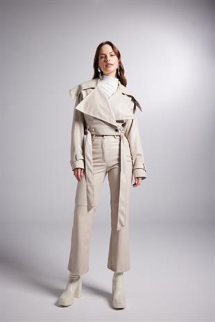 Neeko Leather Jacket Beige