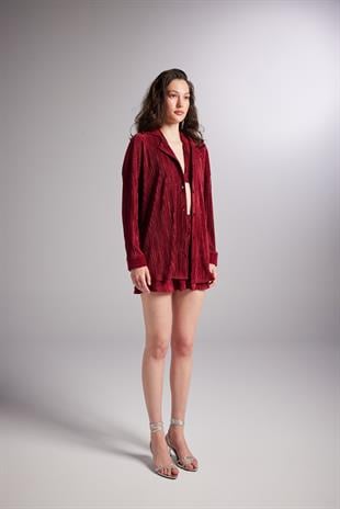 Comfy Oversize Shirt Claret Red