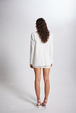 Cottony Blazer Jacket White