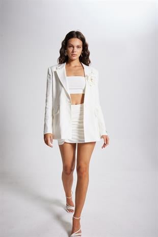 Cottony Blazer Jacket White