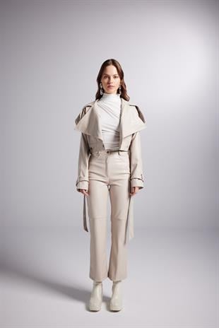 Neeko Leather Jacket Beige