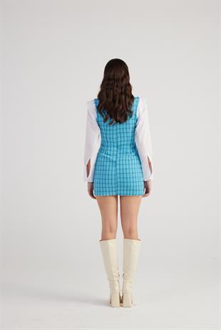 Tweed Elbise Mavi