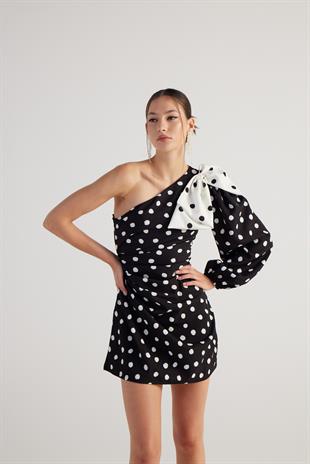 Polka Elbise Siyah