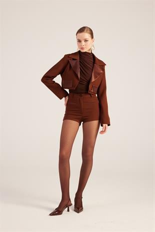 Camila Crop Blazer Jacket Brown