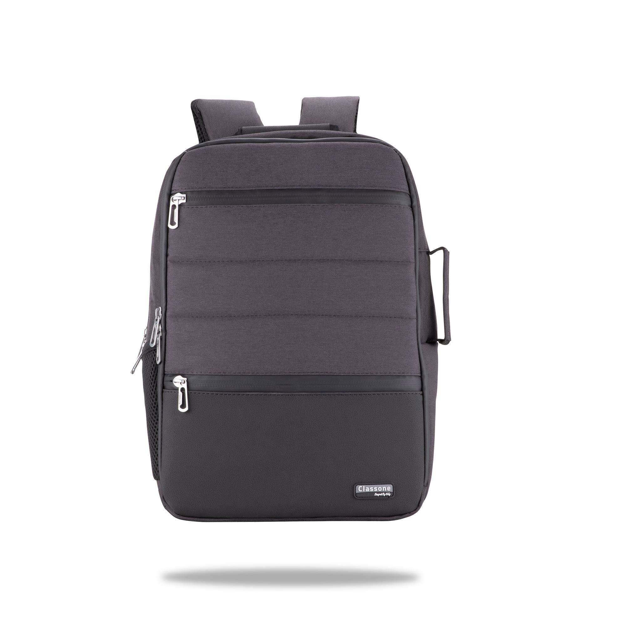 Classone BP-TX304 Combo Serisi 15,6 inch , Su Geçirmez Kumaş ve Su Geçirmez fermuar Notebook, Laptop , Macbook  Sırt Çantası -Antrasit Gri