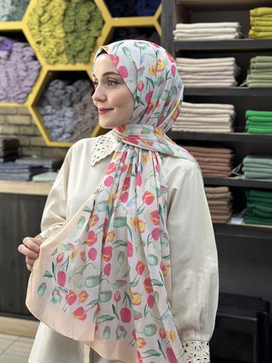 Lale Desenli Şal Somon