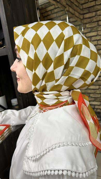 Damalı Desen Eşarp 16 Numara 