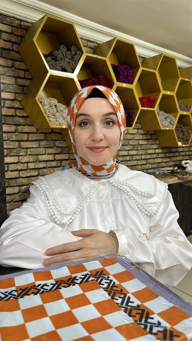 Damalı Desen Eşarp 7 Numara 