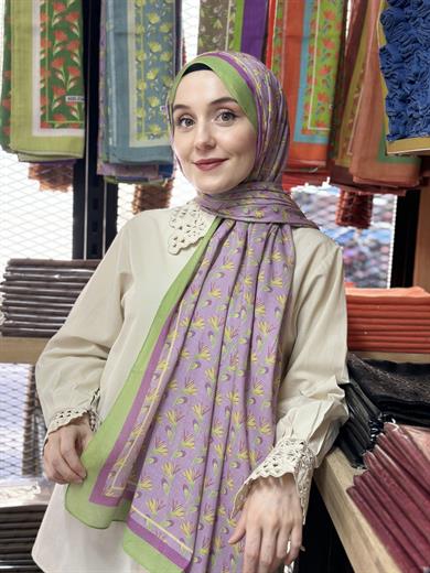 Desenli Şal Çağla Yeşili