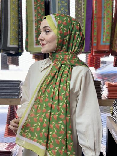 Desenli Şal Fıstık Yeşili