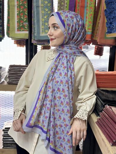 Desenli Şal Gümüş Gri