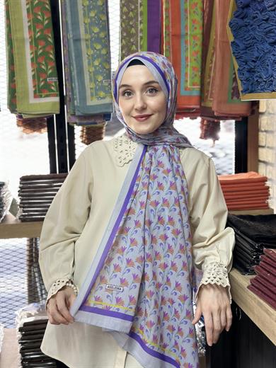 Desenli Şal Gümüş Gri