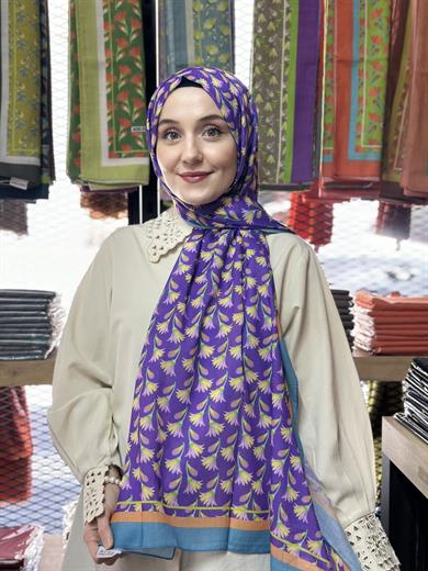 Desenli Şal Petrol Mavisi