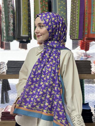 Desenli Şal Petrol Mavisi