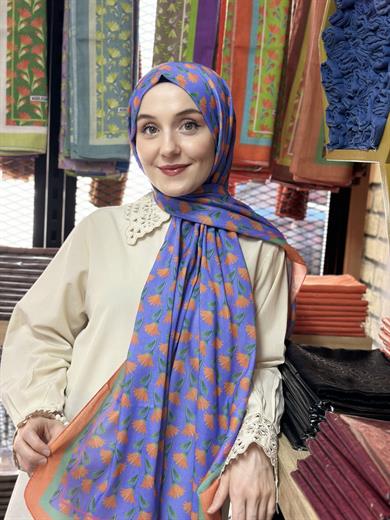 Desenli Şal Turuncu Mor