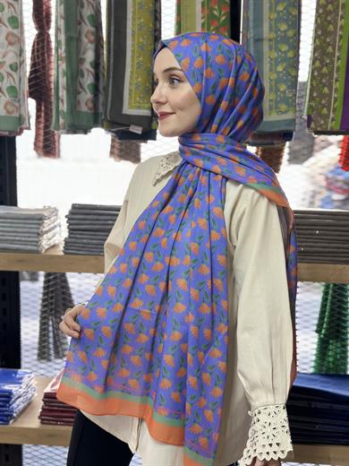 Desenli Şal Turuncu Mor