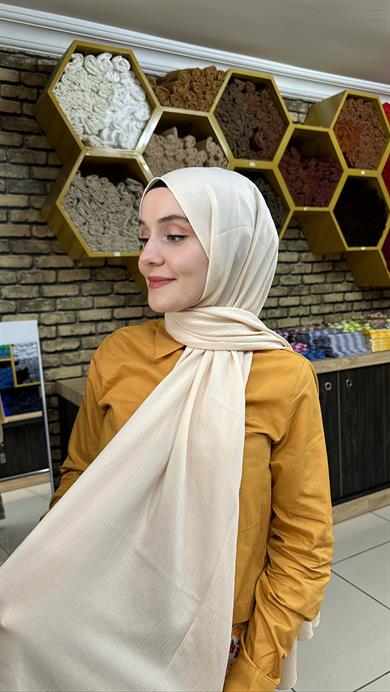 Krinkıl İpek Şal Krem